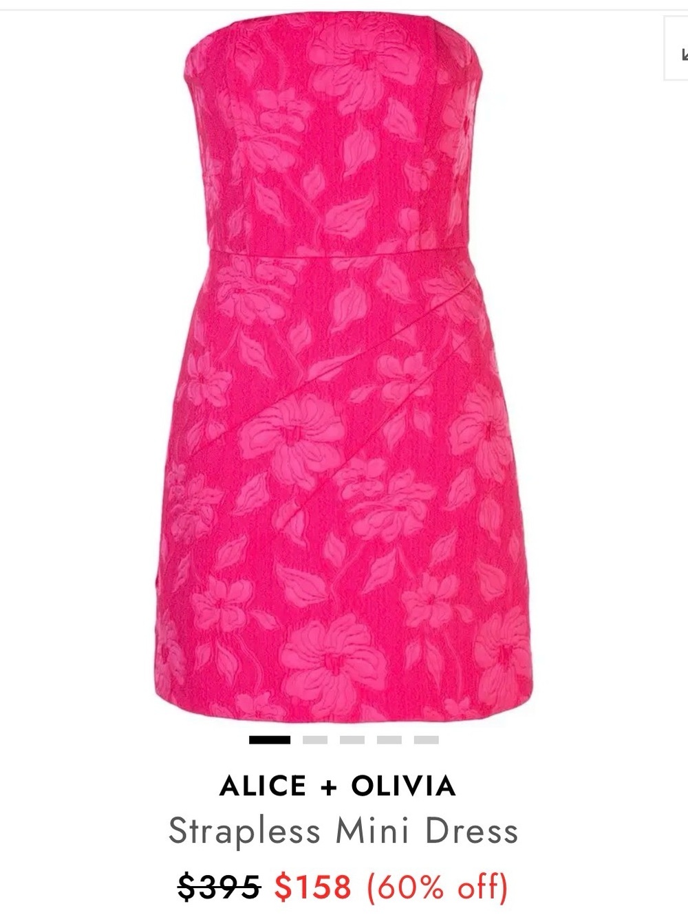 alice + olivia Perla Boned Strapless Pleated Dress- Wild Pink